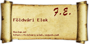 Földvári Elek névjegykártya
