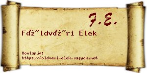 Földvári Elek névjegykártya